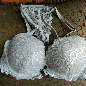 Lace silver sparkle bra